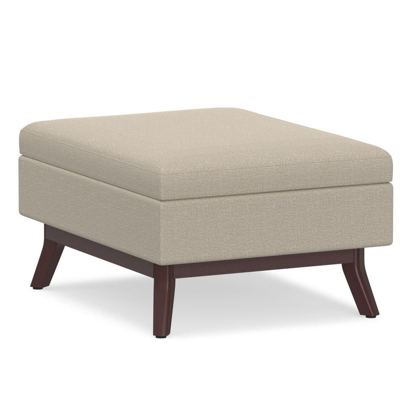34" Fabric Cocktail Ottoman With Storage - Brown