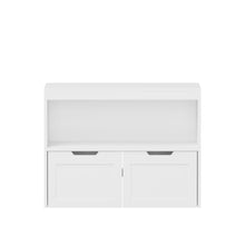 Load image into Gallery viewer, Book Organizer With Large Drawers And Open Shelves, Toy Storage Cabinet With Removable Wheels And Rounded Edges - White
