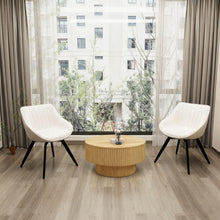 Load image into Gallery viewer, Round Coffee Table With 2 Dining Chairs Set, Ring Striped Design - Beige / Wood
