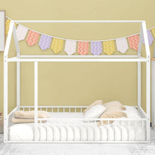 Load image into Gallery viewer, Metal Bed House Bed Frame With Fence
