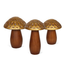 Load image into Gallery viewer, Mushroom Tabletop Sculptures (Set of 3) - Brown / Gold
