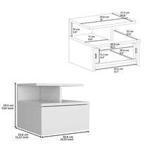 Load image into Gallery viewer, Floating Nightstand Wall Mounted With Single Drawer And 2 Tier Shelf - White
