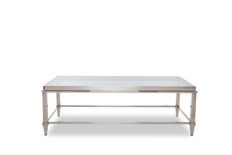 55" Glass And Steel Coffee Table - Clear And Silver
