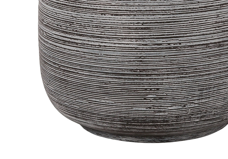 Ceramic Round Table Lamp With Ivory Drum Shade - Gray