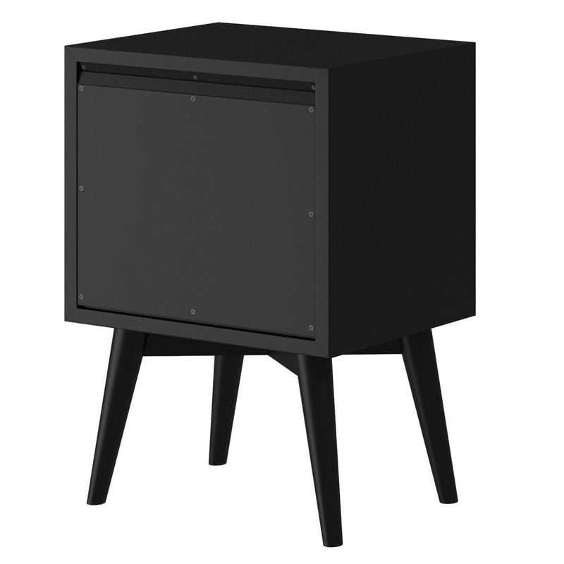 Two Drawer Solid Wood Nightstand - Black
