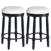 Load image into Gallery viewer, 360° Swivel Wooden Barstools With Upholstered Seat, Counter Height (Set of 2)
