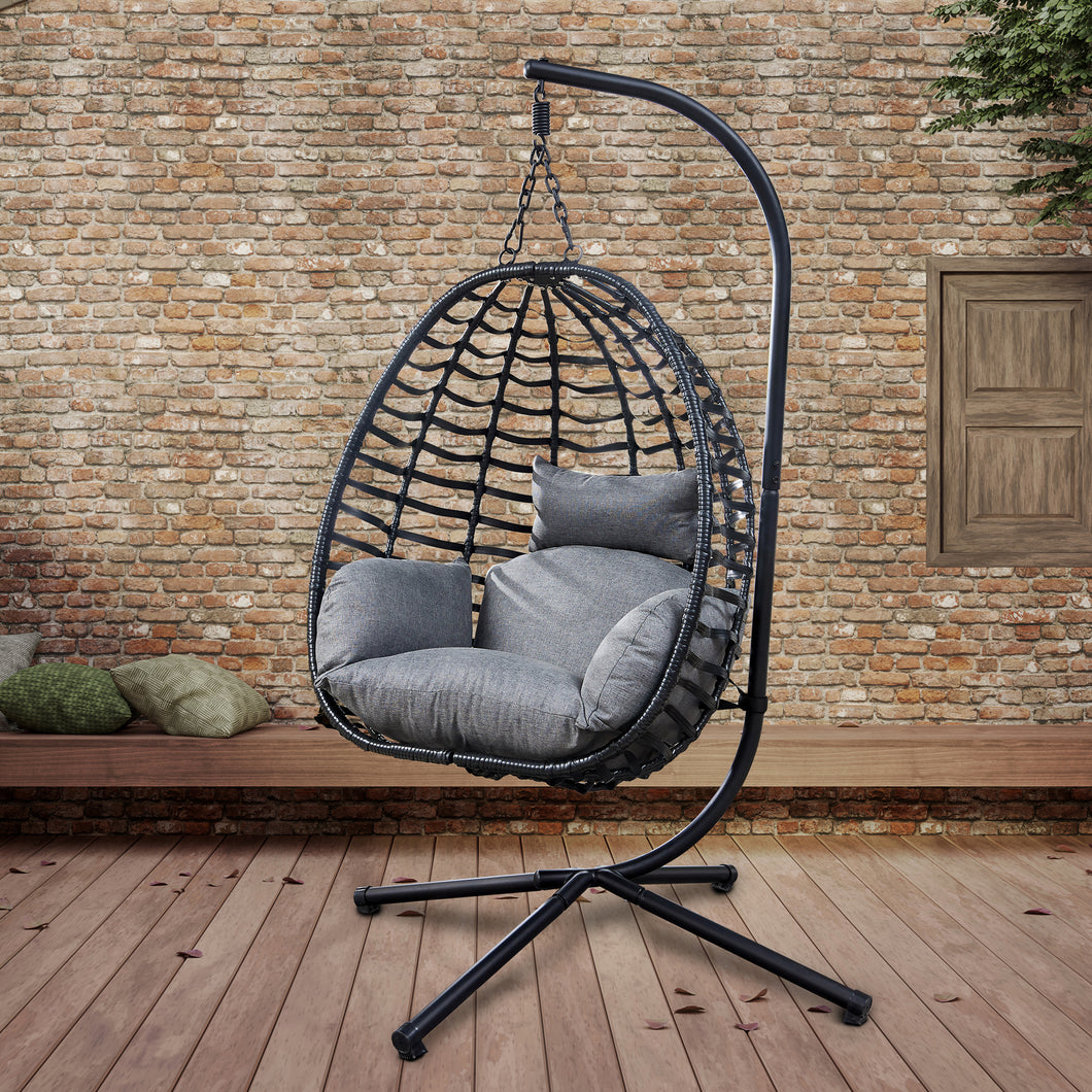 Artisan Outdoor Wicker Swing Chair With Stand for Balcony, 37