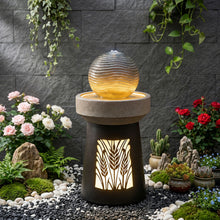 Load image into Gallery viewer, Outdoor Water Fountain, Warm LED Light - Brown
