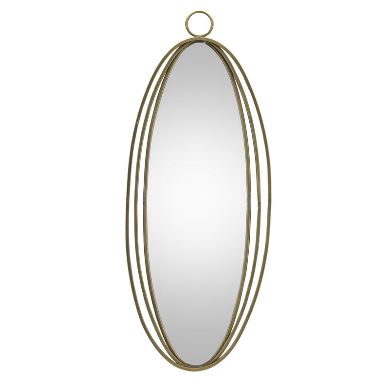 34" Oval Metal Framed Accent Mirror - Gold