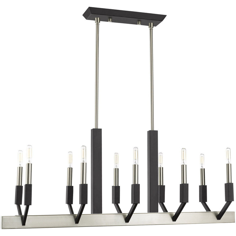 25" Ten Light Dimmable Chandelier With Shades - Nickel