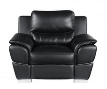 Load image into Gallery viewer, 48" Leather Match Arm Chair - Black And Silver
