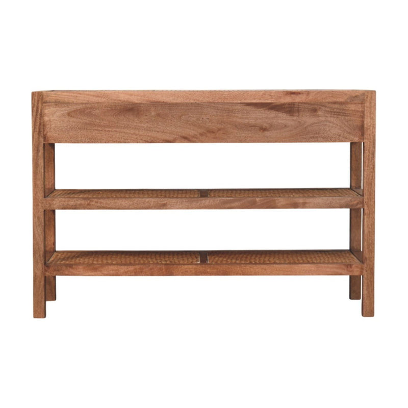 Solid Wood Solid Console Table With Shelf With Two Drawers (719171) - Brown