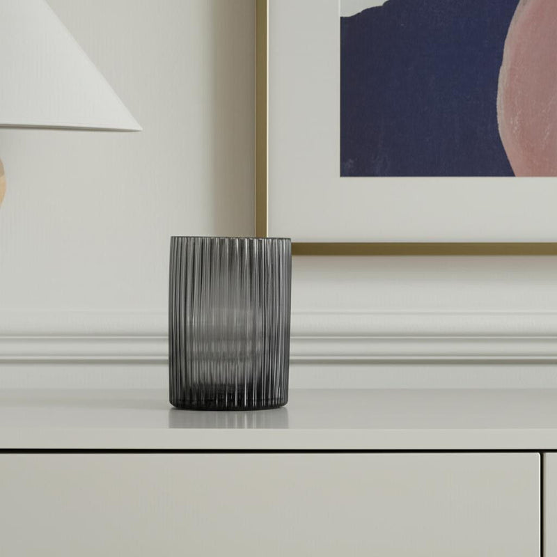 Cylinder Ribbed Table Vase (608311) - Black