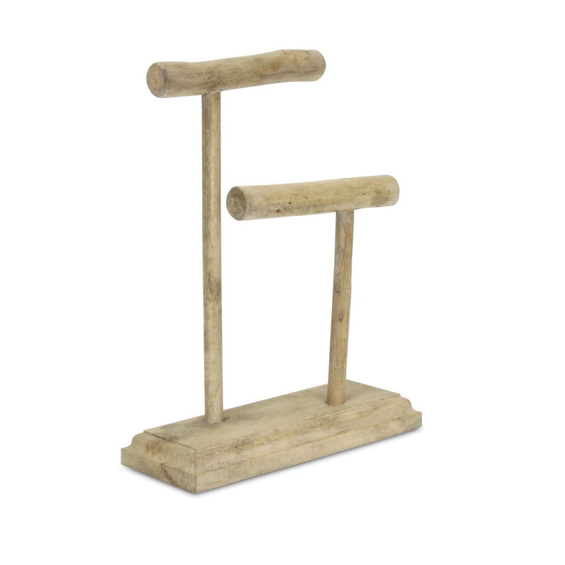 12" Two-Tier Drift Wood Decorative Jewelry Holder - Brown