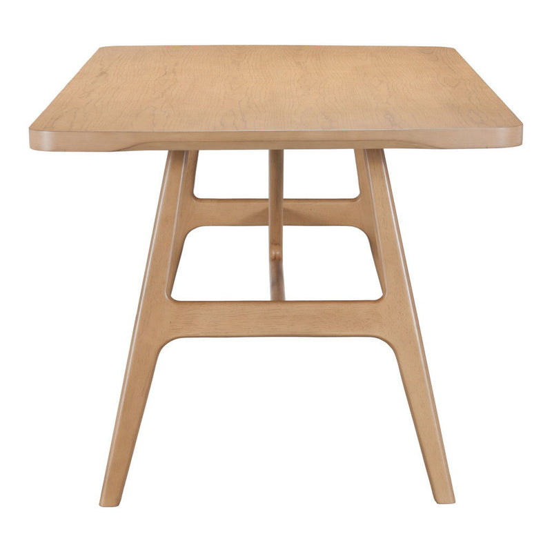 63" Wood And Solid Wood Pedestal Base Dining Table - Natural
