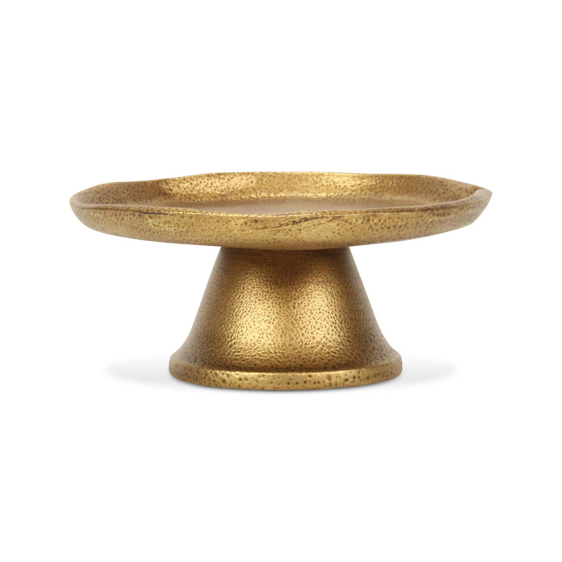 8" Cast Iron Handmade Round Trinket Dining Room Tray - Gold