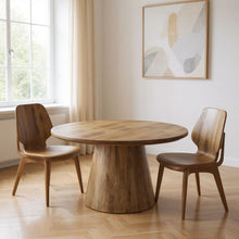 Load image into Gallery viewer, 54" Solid Wood Pedestal Base Round Top Dining Table - Brown
