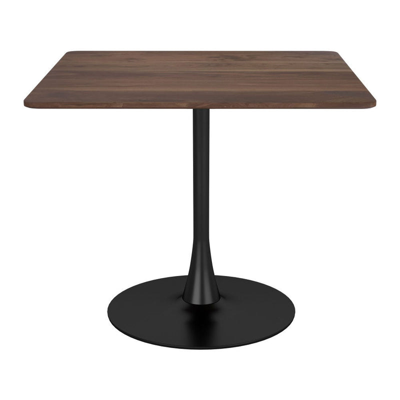 35" Square Steel Pedestal Base Dining Table - Brown
