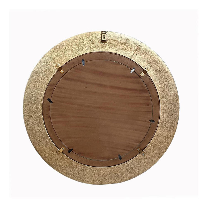 36" Round Aluminum Ribbed Edge Framed Accent Mirror - White / Gold