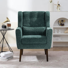 Load image into Gallery viewer, Modern Accent Chair, Arm Chairs For Living Room, Upholstered Mordern Armchair, Comfy Soft Padded Lounge Chair In Small Space, Bedroom, With Pillow, Solid Wood Leg
