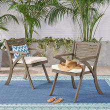 Load image into Gallery viewer, Helen - Outdoor Acacia Wood Dining Chair (Set of 2) - Gray / Creme
