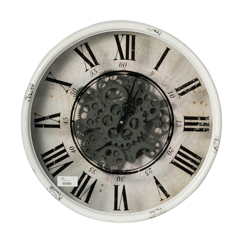 Industrial Gear Vintage Wall Clock - Rust / White