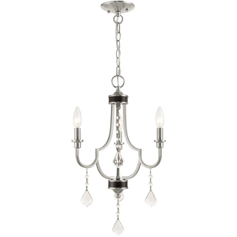 22'' Three Light Dimmable Chandelier With Shades - Nickel
