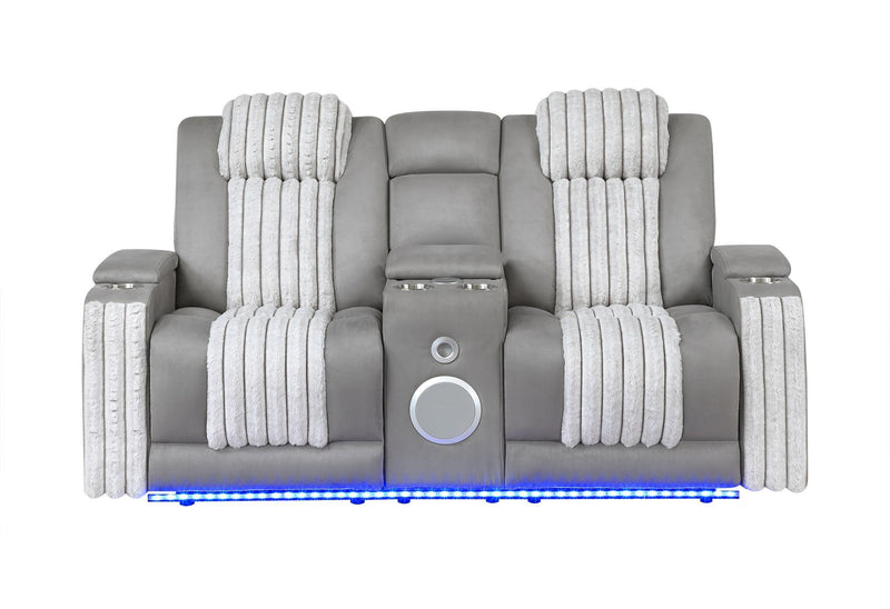 Corduroy Power Reclining Loveseat With Storage - Gray
