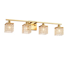 Load image into Gallery viewer, 4 Light Bathroom Light, Modern Vanity Lights With Crystal Shade, Vintage Light Fixture Bathroom Over Mirror Wall Lights For Kitchen Dinning Room Bedroom Hallway (Does Not Include Light Bulbs) - Gold
