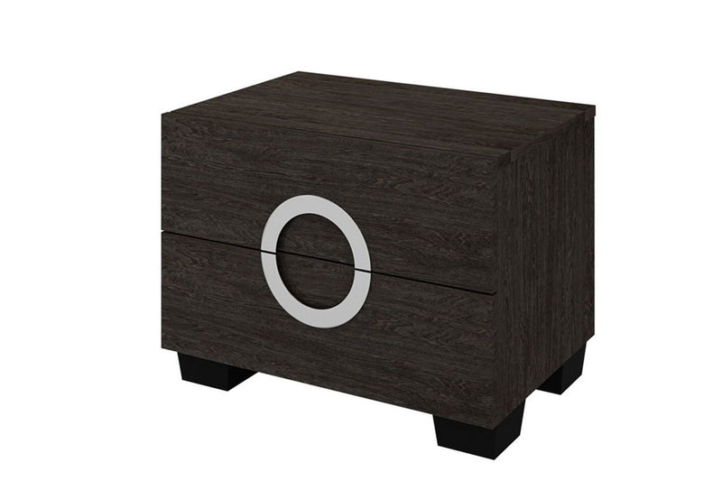 18" Two Drawers Manufactured Wood Mirrored Nightstand - Dark Brown