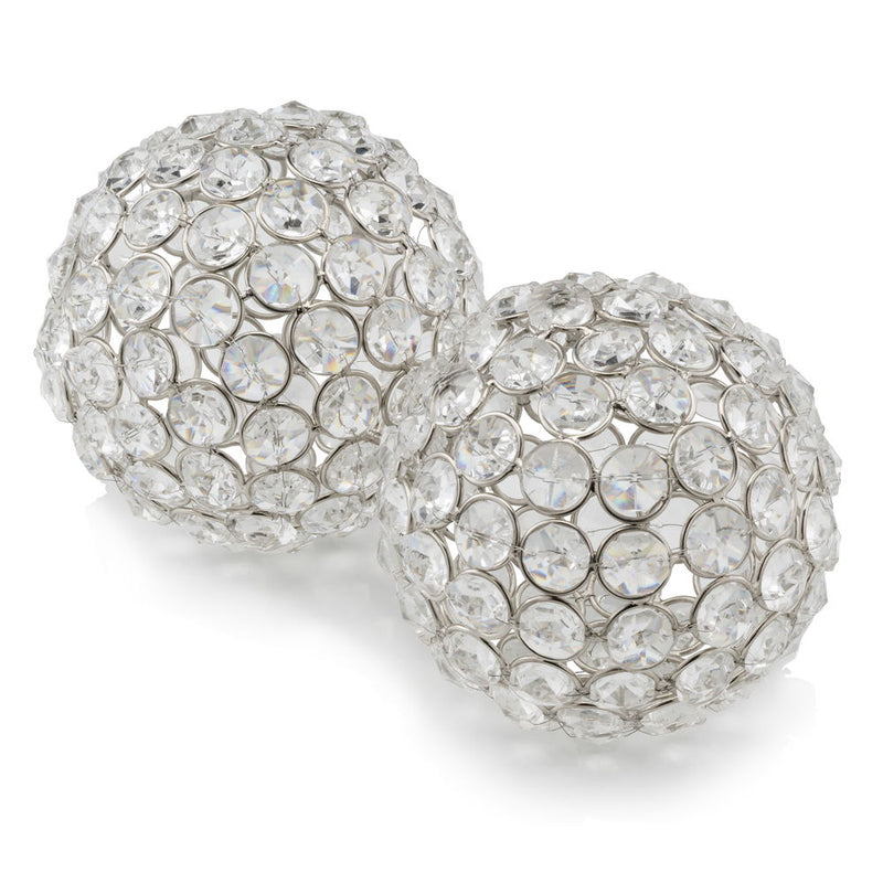 Decorative Orb Tabletop Sculptures (Set of 2) (373744) - Clear / Silver