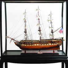 Load image into Gallery viewer, Hand Painted 1797 USS Constitution Large Floor Display Case Model Boat - Brown
