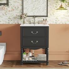 Load image into Gallery viewer, Wave Design Bathroom Vanity With Sink, 2 Drawers And Open Shelf
