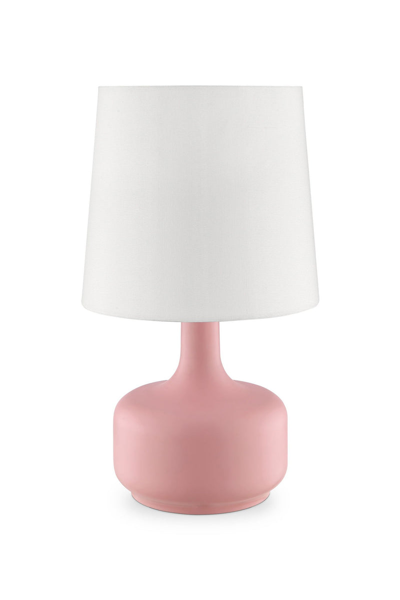 Metal Bedside Table Lamp With White Shade - Pink