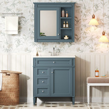 Load image into Gallery viewer, Bathroom Vanity With Medicine Cabinet, Royal Mirror Cabinet, Modern Bathroom Storage Cabinet With 2 Soft Closing Doors And 4 Drawers
