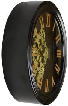 Silent Skeleton Exposed Gear Round Wall Clock - Black / Orange / Gold