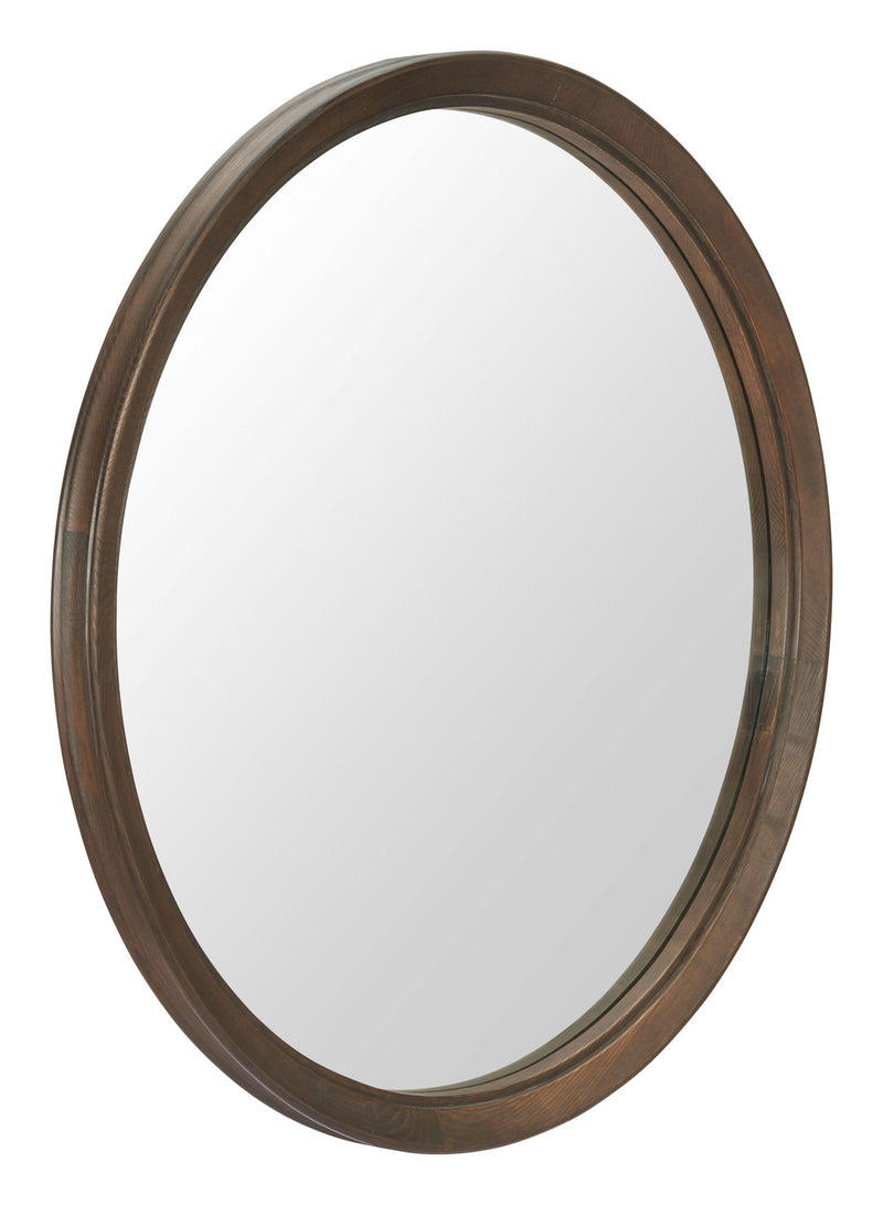 39" Glass Round Rope Hanging Accent Mirror - Espresso