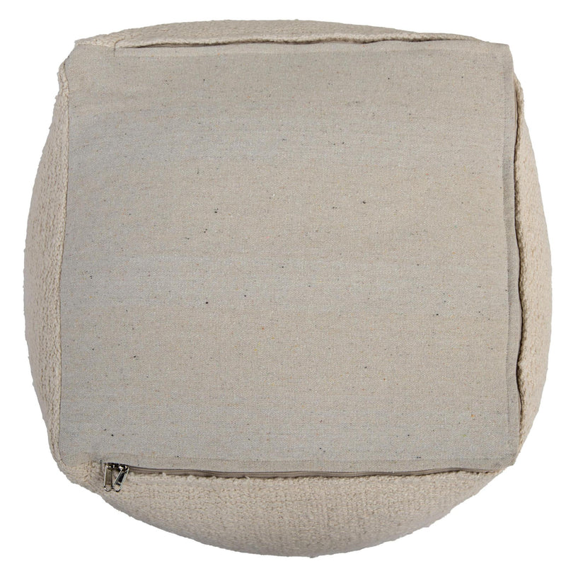 Cotton Blend Cube Pouf Ottoman - Beige And Natural