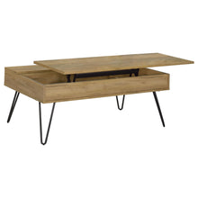 Load image into Gallery viewer, 2 Piece Lift Top Coffee And End Table Set With Hairpin Legs - Golden Oak
