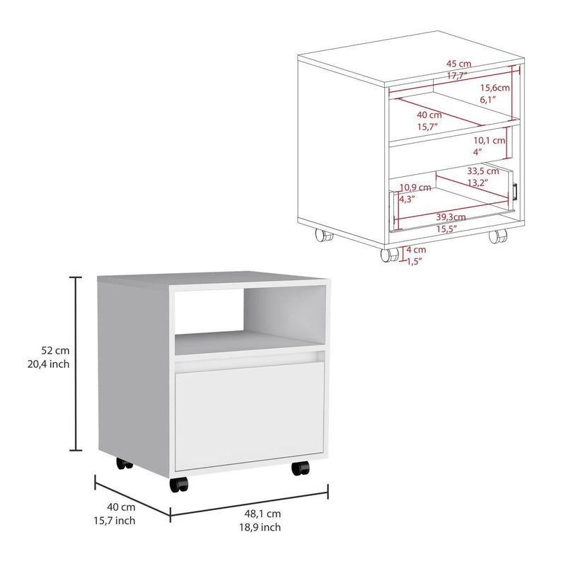 Wood One Drawer Nightstand (518157) - White