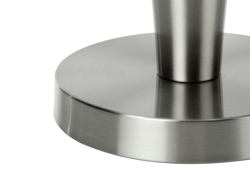 Metal Candlestick USB Table Lamps With Gray Drum Shade (Set of 2) - Silver