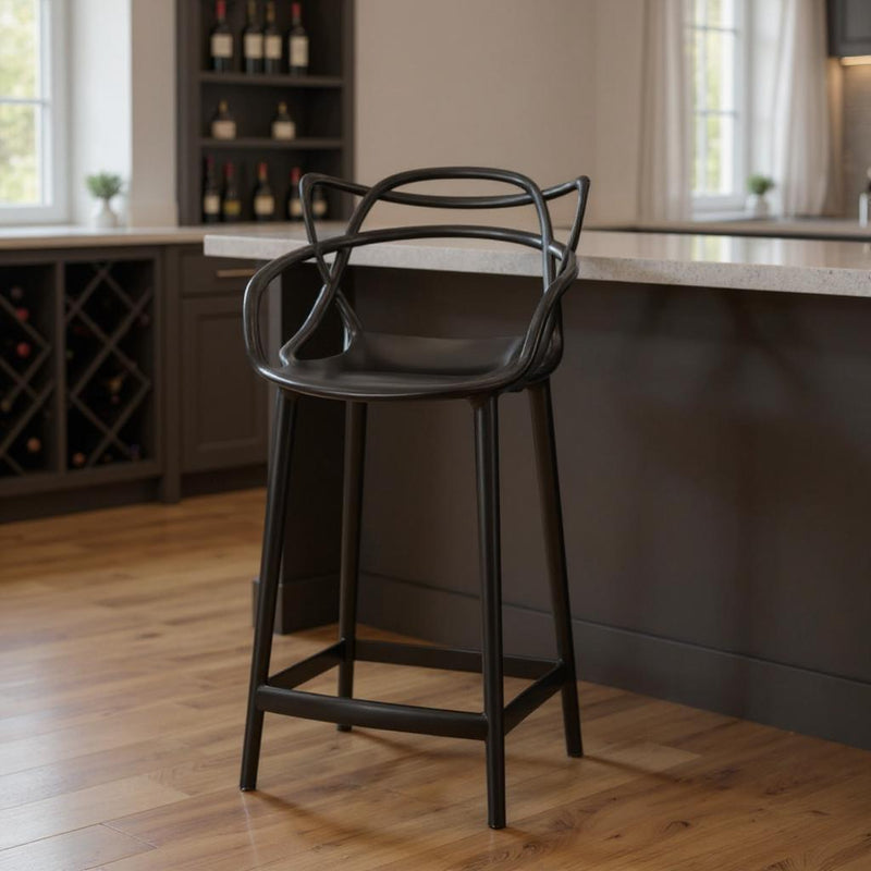 Abstract Mod Low Back Bar Height Chair With Footrest 43" - Black