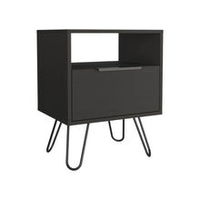 Load image into Gallery viewer, 17.7" x 13.7" x 22.2" Faux Wood Nightstand With Storage - Black
