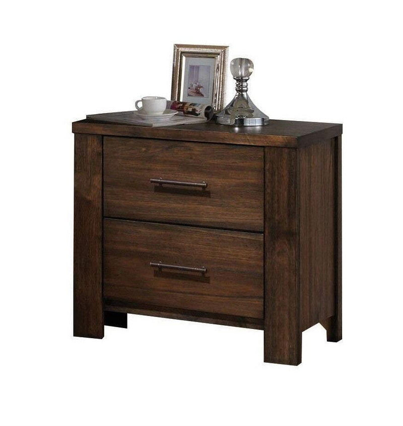 25" Two Drawers Nightstand - Brown