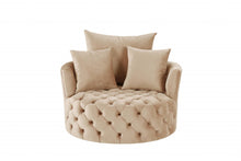 Load image into Gallery viewer, Velvet Solid Color Swivelbarrel Chair - Beige
