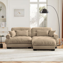 Load image into Gallery viewer, Modern Sectional Sofa With Ottoman, Round Bolster Armrests, Waist And Throw Pillows
