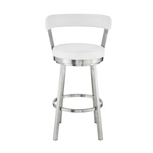 Load image into Gallery viewer, 40" Swivel Backless Bar Height Bar Chair - White / Silver
