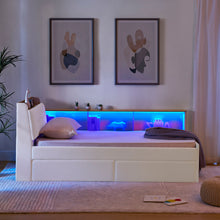 Load image into Gallery viewer, Upholstered Daybed With Storage Headboard, Wireless Charging, LED Lights
