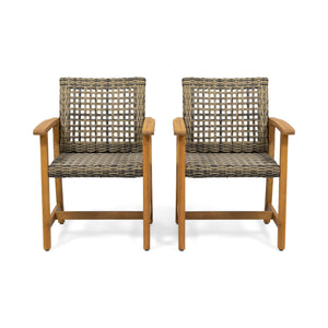 Outdoor Dining Chair Acacia Wood Frame (Set of 2)