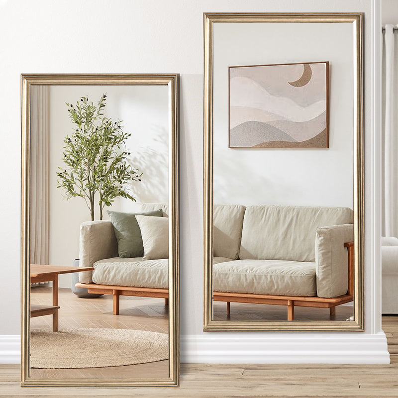 Wood Square Framed Cheval Mirror - Burnt Orange